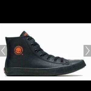 Harley-Davidson-Baxter Sneakers Black/Orange Men's Skull High Top Shoes 9.5 NWT